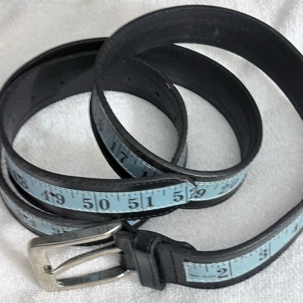 WOMENS TAPE MEASURE BELT BLUE BLACK SIZE LARGE 52 INCHES SEE PICS FOR DETAILS